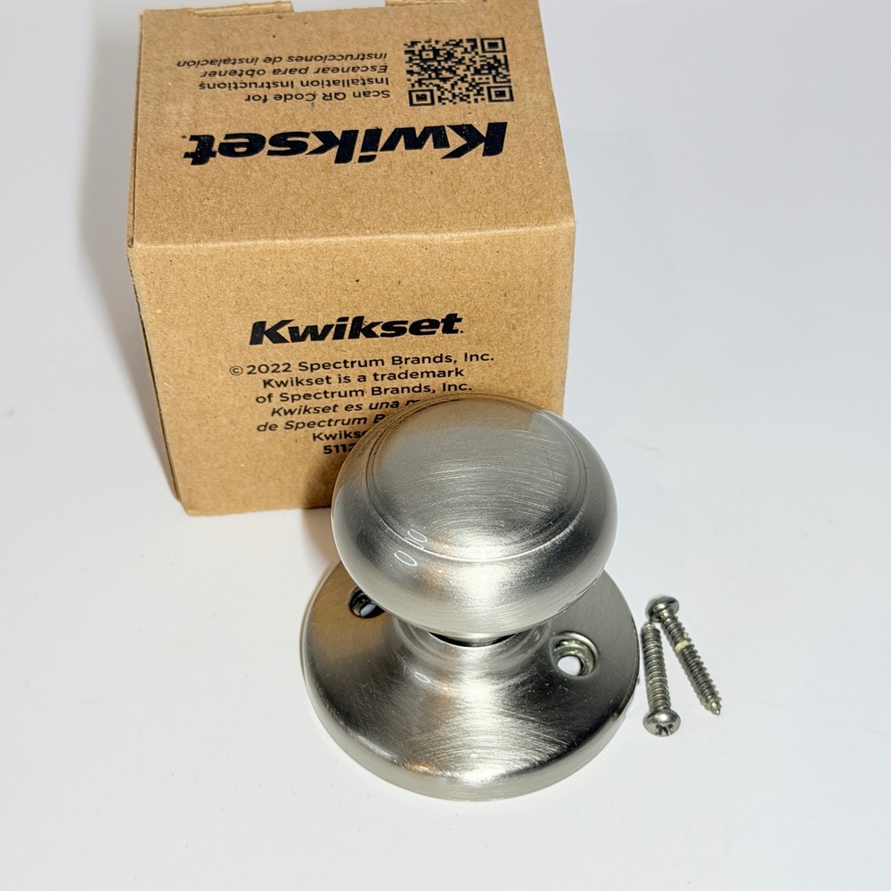 Kwikset Satin Nickel Round Interior Door Knob Hardware with Screws 51179-001